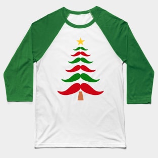 Mustache Christmas Tree Baseball T-Shirt